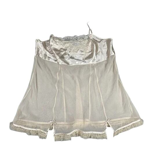 Cacique Lane Bryant Lingerie Babydoll Slip Dress 18/20 Sheer Satin Lace Ivory - Picture 7 of 11